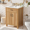 Nolan 24 Inch Modern Wood Bathroom Vanity with Ceramic Sink & Storage, Brown | Meuble de salle de bain en bois moderne Nolan 24 pouces avec lavabo ceramique et rangement, brun