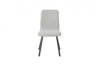  Chaise de salle à manger avec revêtement en tissu gris clair et base en métal noir