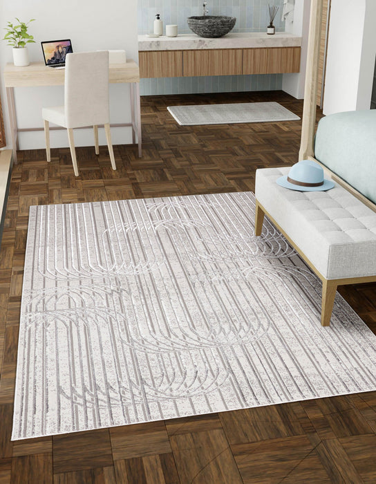 Tapis Contemporain/Moderne Blythe 5'0\" x 8'0\" en Gris