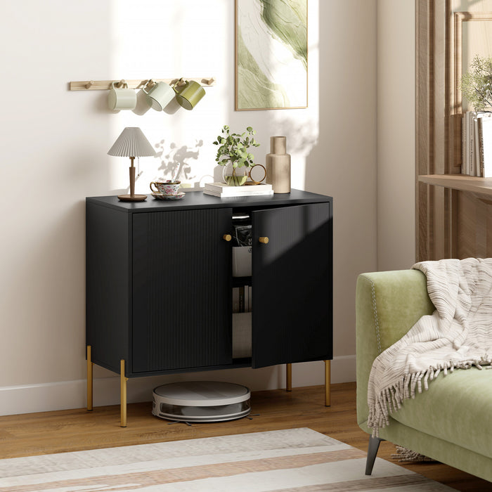 HOMCOM Buffet avec Portes Cannelees, Buffet Moderne 32\", Noir