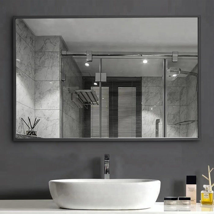 Miroir rectangulaire linéaire Arcus 24 po x 36 po fabriqué à la main - noir