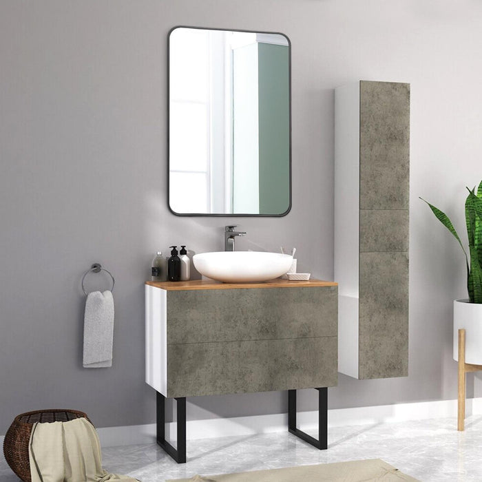 Miroir rectangulaire Arcus 24 po x 36 po avec coin arrondi et fabriqué à la main - noir