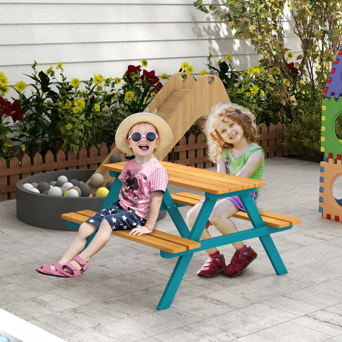 Outsunny Table De Pique-nique Pour Enfants, Ensemble Table Et Chaises En Bois Pour Enfants, Activites De Plein Air Pour Filles Et Garcons Ages De 3 A 8 Ans, Pour Jardin, Pelouse, Bois Naturel