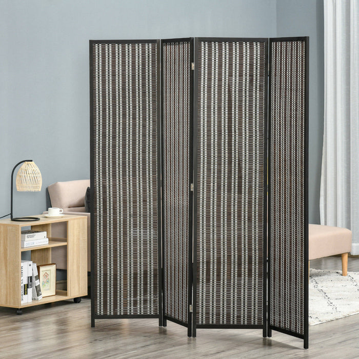 Homcom Paravent De Separation De Piece En Bambou A 4 Panneaux 6ft