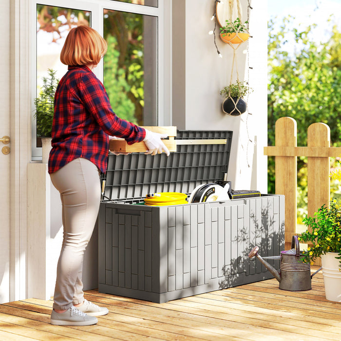 Outsunny Coffre de Terrasse 120 Gallons en Resine, Coffre de Rangement Exterieur Verrouillable