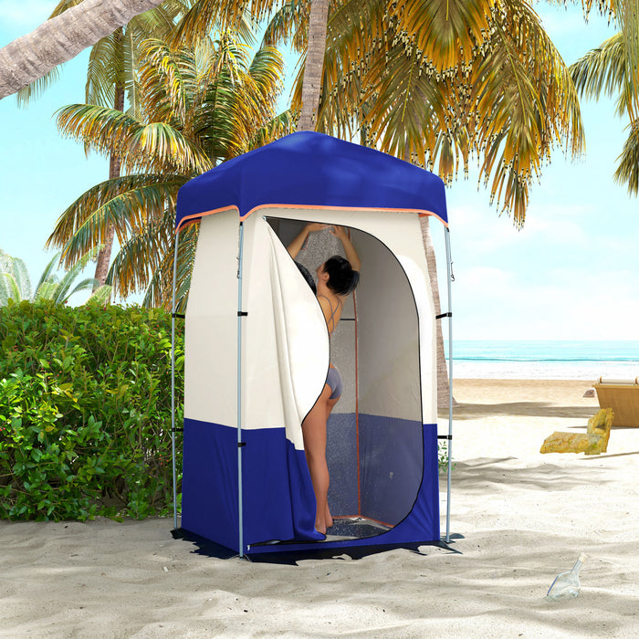 Tente de Douche de Camping Outsunny avec Sac de Douche Solaire et Sac de Transport, Bleu