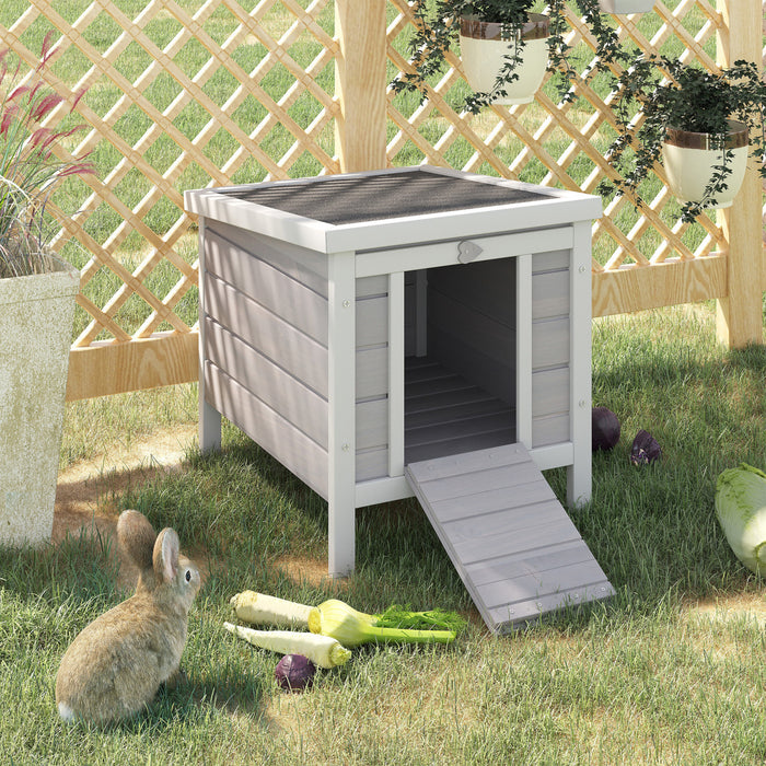 Pawhut 50,8 X 43,2 X 43,2 Cm Clapier En Bois Petit Animal Maison Lapin Cochon D'inde Cage Pour Animaux De Compagnie Coop Abri Pour Chat Gris