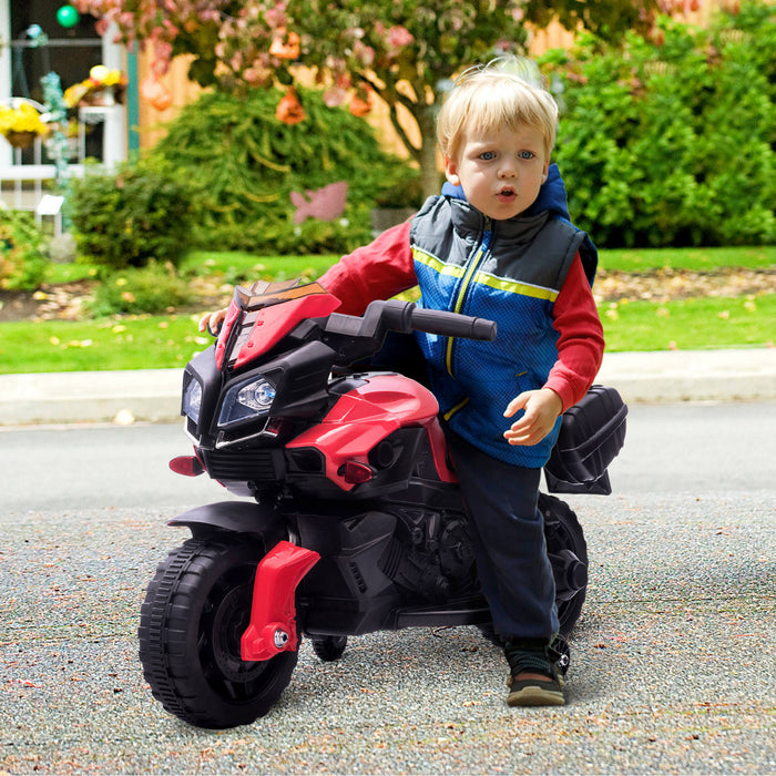 Aosom Enfants Pedale Electrique Moto Ride-on Jouet Alimente Par Batterie Rechargeable 6v Corne Phares Moto Roues D'entrainement Sons Realistes 3 Km/h Vitesse Max Pour Filles Garcon 18 - 48 Mois Rouge