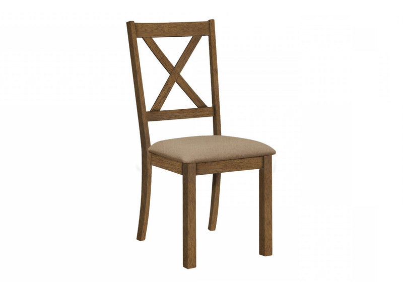 Ensemble de 2 chaises de salle à manger de style transitionnel avec tissu brun et armature en bois noyer pour la cuisine et la salle à manger