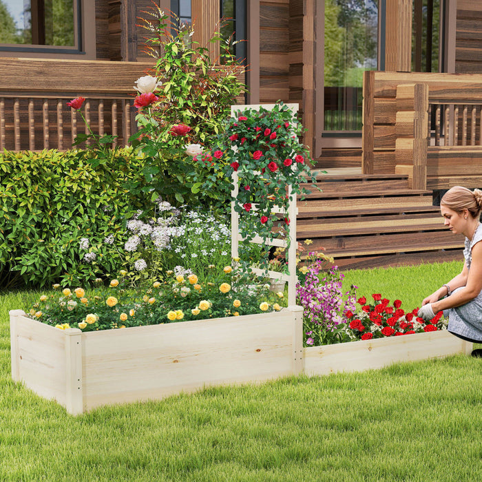 Costway 87\" Lit De Jardin Eleve Avec Trellis 2 Boites De Plantation Base Ouverte Pour Patio