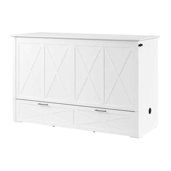 Lit armoire avec matelas à trois plis Key West, chêne blanc - format grand lit