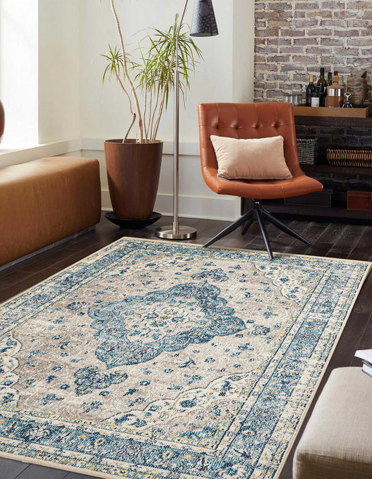 Tapis Traditionnel Daria 5'0\" x 8'0\" en Bleu