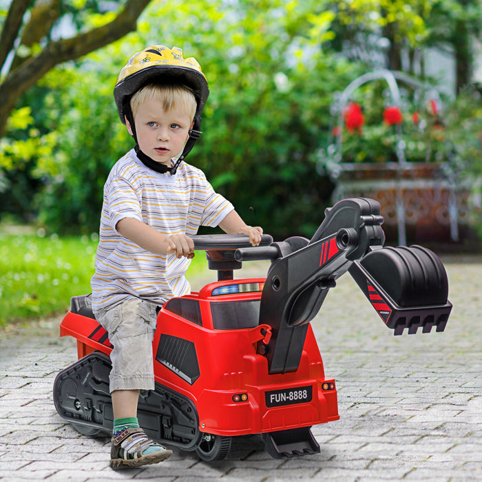 Aosom Voiture De Construction Pour Enfants 3 En 1, Rouleau Compresseur, Pelle, Bulldozer, Construction De Jeu Sans Puissance Avec Musique, Pour 18 A 48 Mois, Rouge