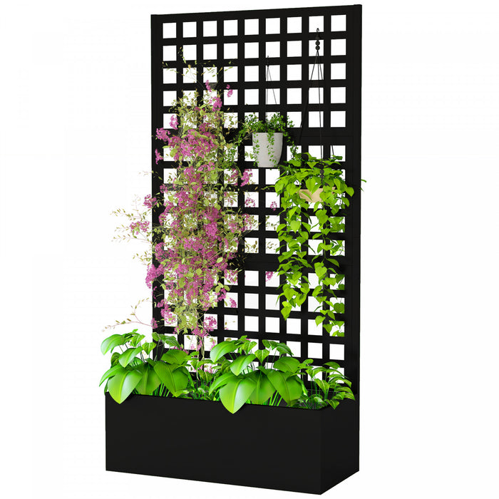 Outsunny Jardiniere galvanisee avec treillis, 435\" x 16\" x 70\"