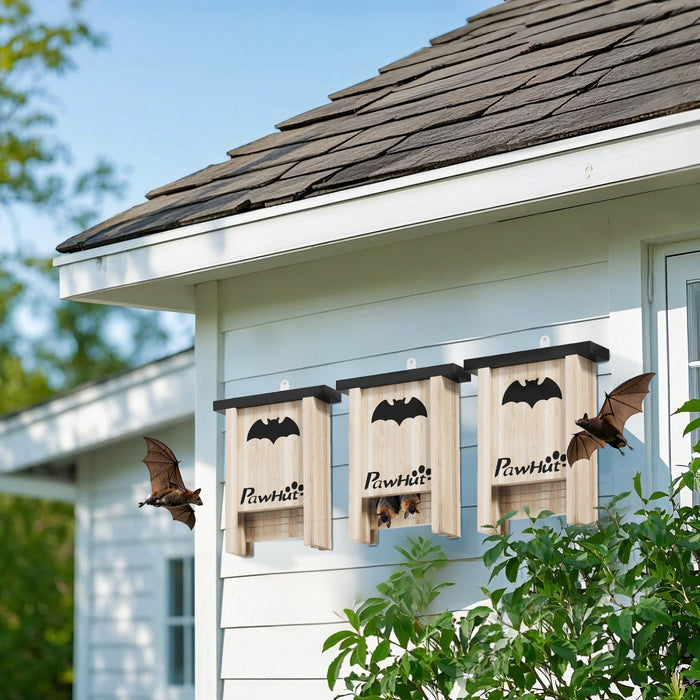 3pcs Boites A Chauves-souris En Bois, Maisons Concues Pour Attirer Les Chauves-souris
