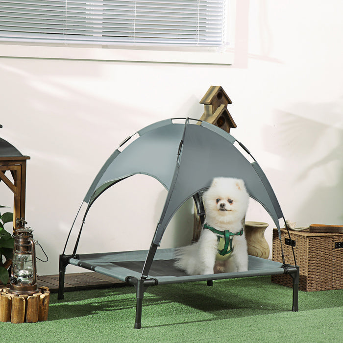 Pawhut Lit Pour Chien Portable Sureleve Avec Auvent De Protection Uv (30\" L X 24,3\" L X 29\" H)