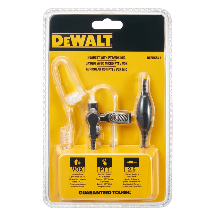 Casque de surveillance Dewalt Stealth 2 Way Radios - Écouteur, microphone fonctionne avec la gamme de talkies-walkies DXFRS