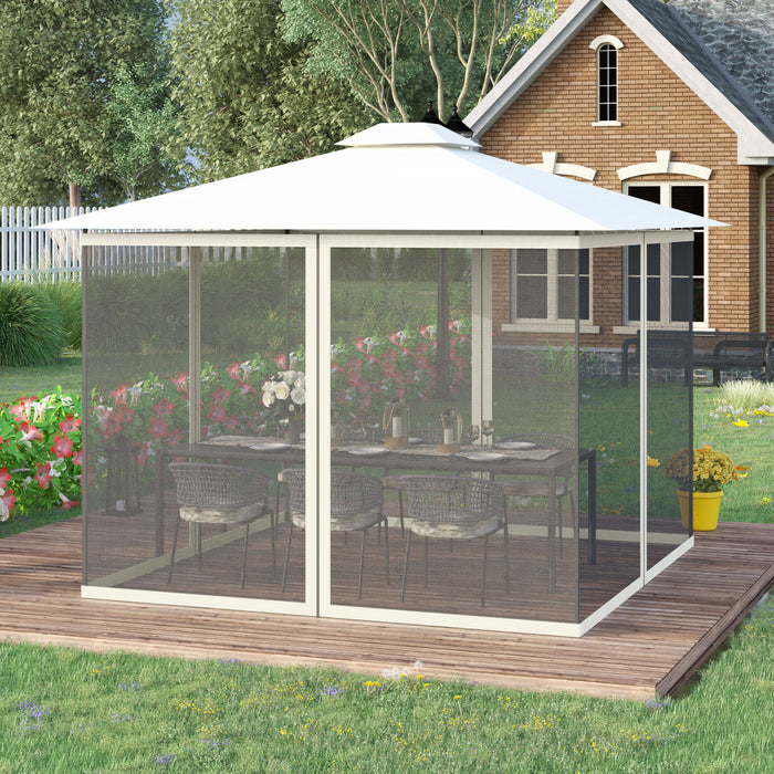Outsunny Moustiquaire de Remplacement pour Gazebo 10' x 13' Ecrans Blancs