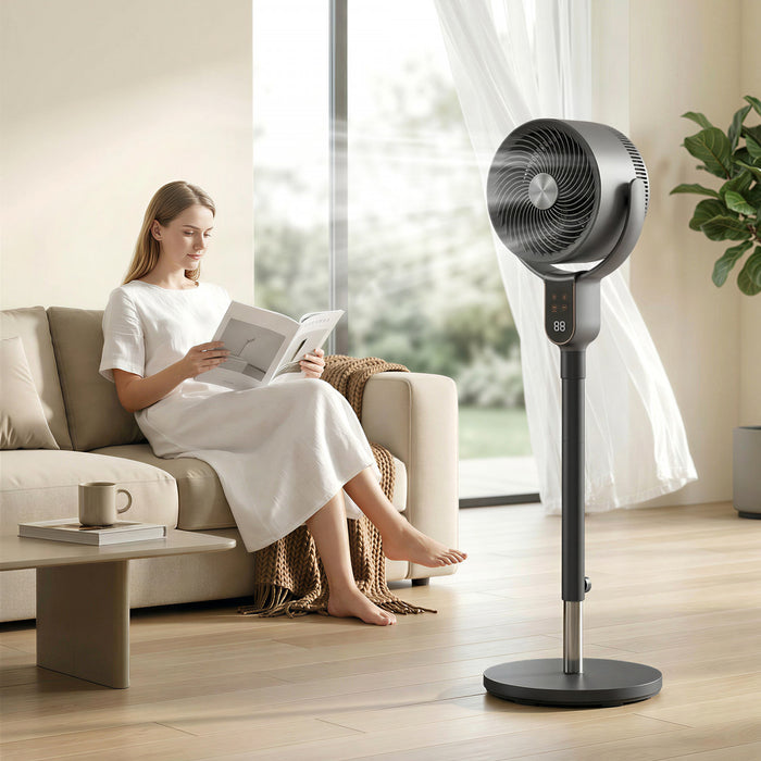 HOMCOM Ventilateur sur Pied 20 dB, Oscillation Automatique 70°+90°, 8 Vitesses