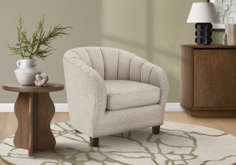 Monarch Specialties - Chaise D'Appoint, 31\"H, Rembourre, Salon, Chambre A Coucher, Tissu Creme, Transitionnel
