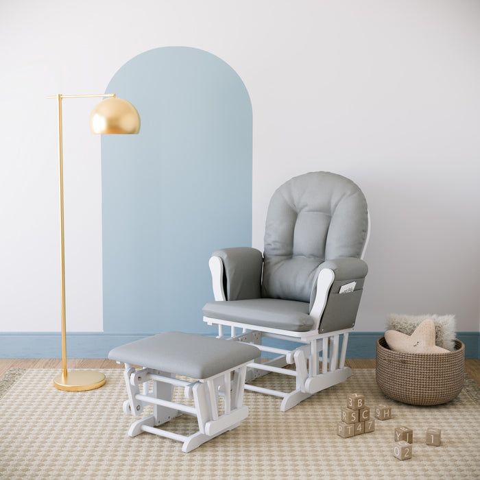 Storkcraft Hoop Fauteuil bercant et pouf - Blanc avec gris