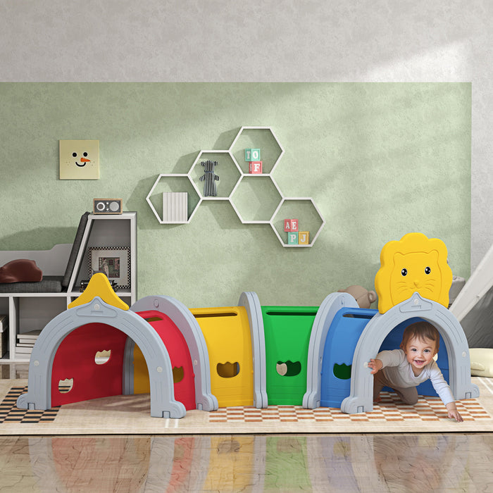 Qaba Tunnel Pour Enfants A Ramper, Tunnel De Jeu Pour Enfants A L'interieur Et A L'exterieur, Structure De Jeu Pour Enfants De 3 A 6 Ans, Multicolore