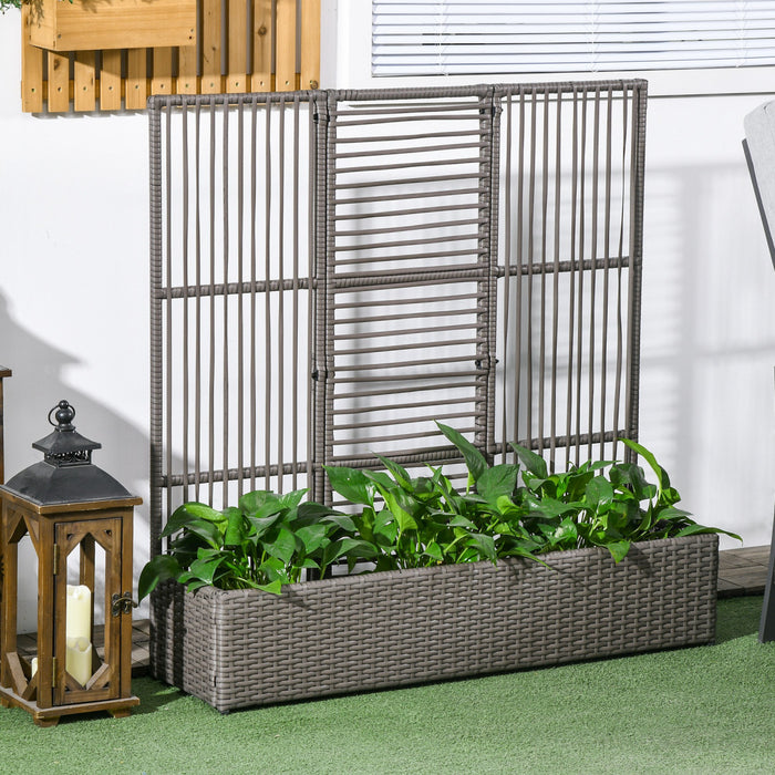 Outsunny Jardiniere En Rotin Avec Treillis, Jardiniere Surelevee, Gris
