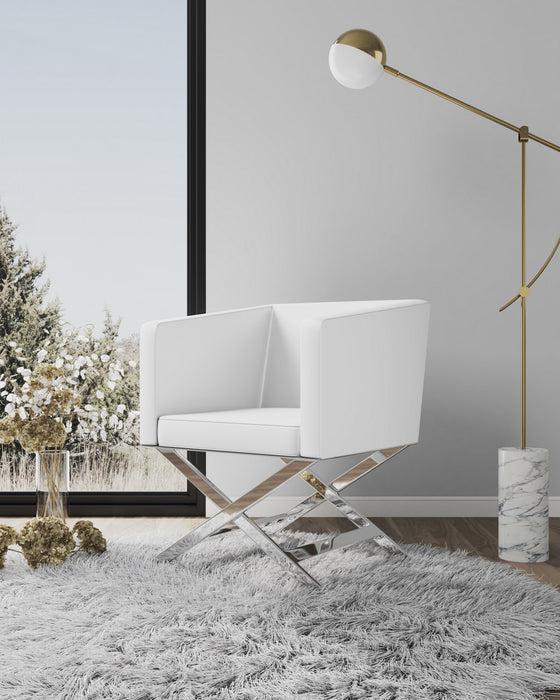 Fauteuil d’appoint contemporain en cuir vegetalien blanc Hollywood – Lot de 2