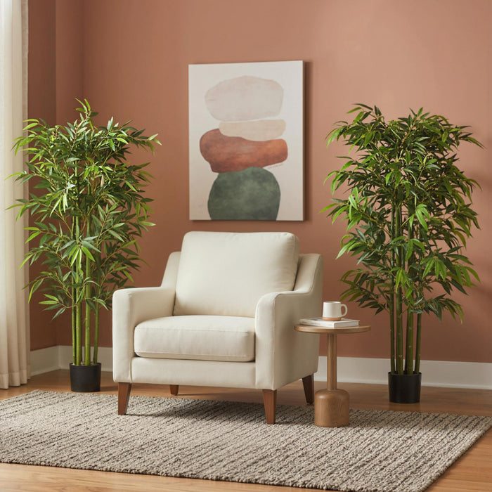 HOMCOM Bambou artificiel 5.3' pour decoration interieure, Lot de 2, vert
