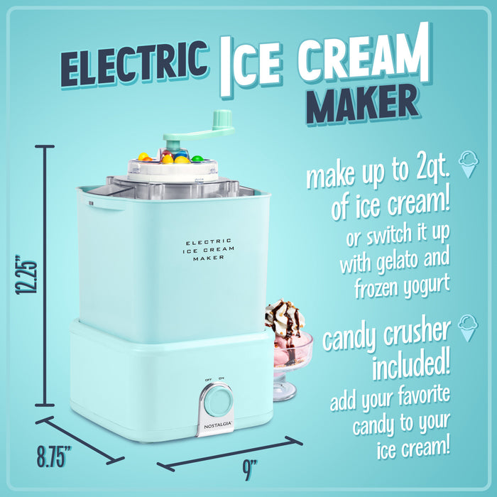 Machine a creme glacee 2 qt avec broyeur de bonbons Nostalgia
