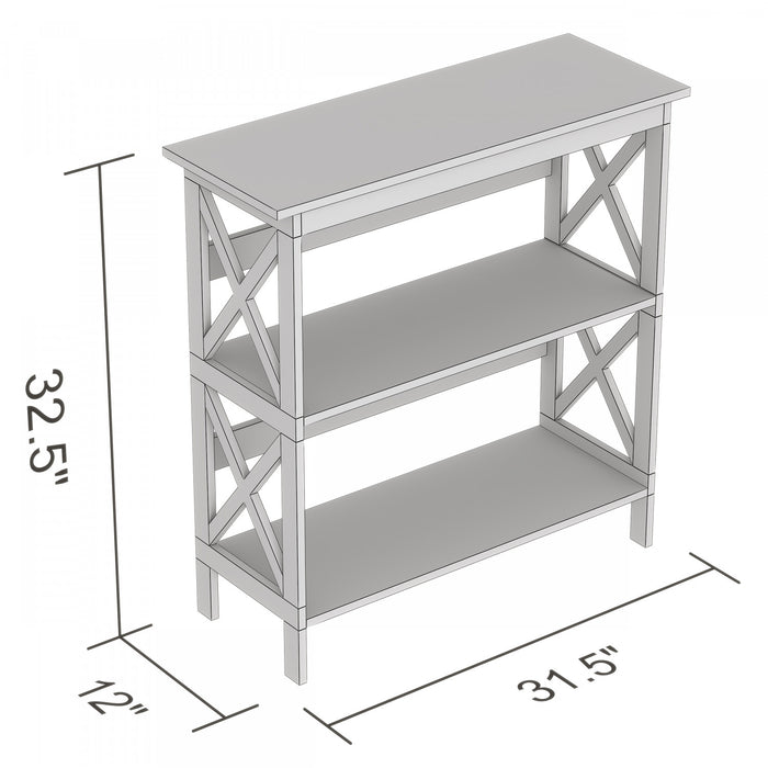 Console de 32 po avec 2 tablettes de rangement - gris clair