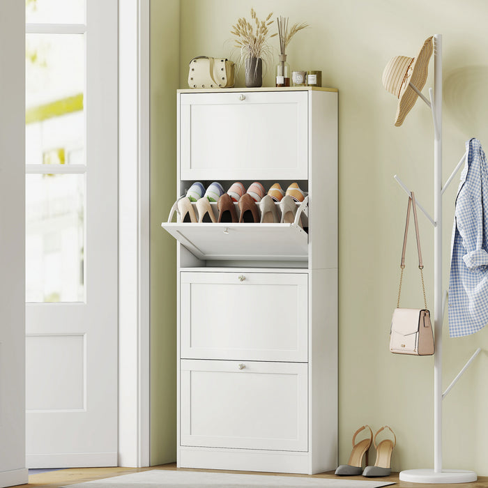 HOMCOM Armoire a chaussures moderne pour 25 paires de chaussures, Blanc