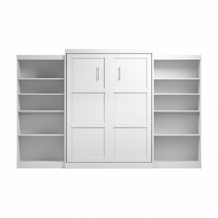 Grand lit escamotable mural Pur de Bestar de 136 po avec 2 meubles à tablettes - blanc