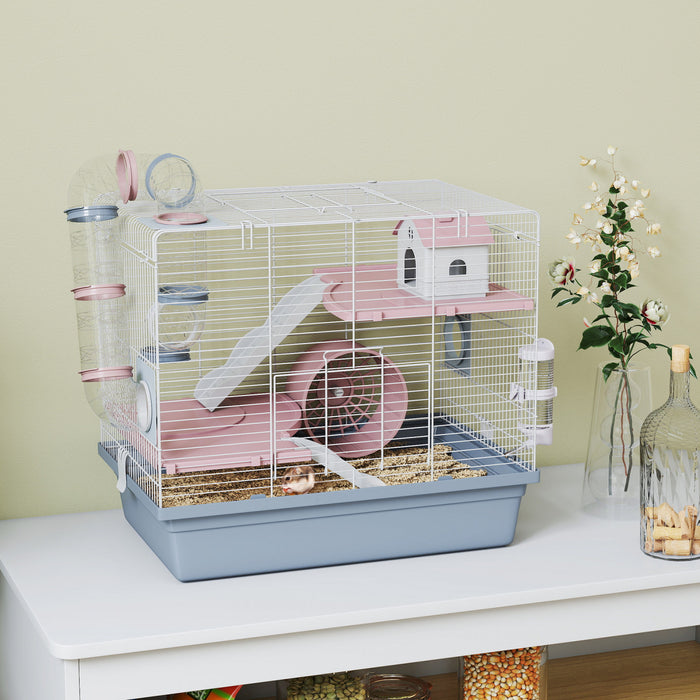 Cage PawHut pour Hamster, Maison pour Petits Animaux a 3 Niveaux