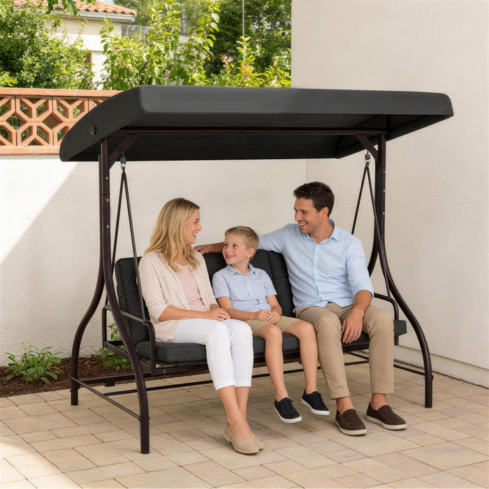 Outsunny Balancelle de Jardin 3 Places avec Auvent et Lit Convertible