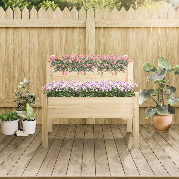 Outsunny Jardinieres Sur Pieds Carres Potagers 2 Etages Insert D'irrigation Inclus Bois Massif De Sapin Bois Naturel