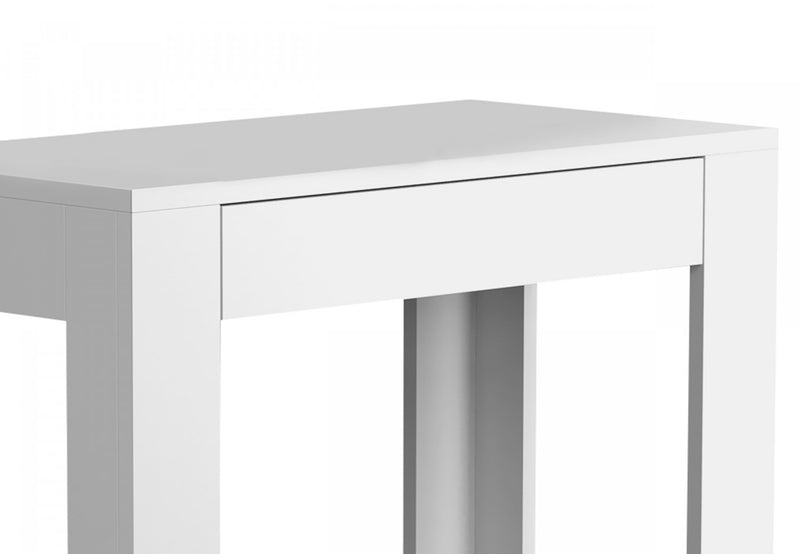Table d’appoint étroite classique de 24 po avec rangement dissimulé et tablette inférieure - blanche