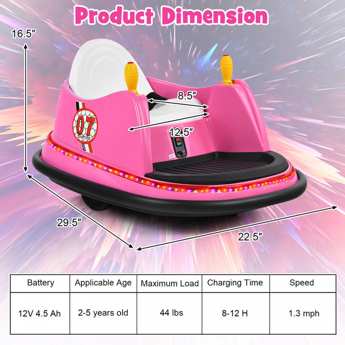 Costway 12v Vehicule 360¡a Spin Race Toy Kids Ride Sur La Voiture Pare-chocs W / Telecommande Rose