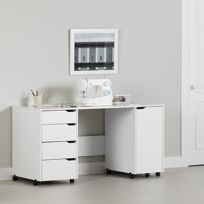 Crea Table De Couture Sur Roulettes - Blanc Solide