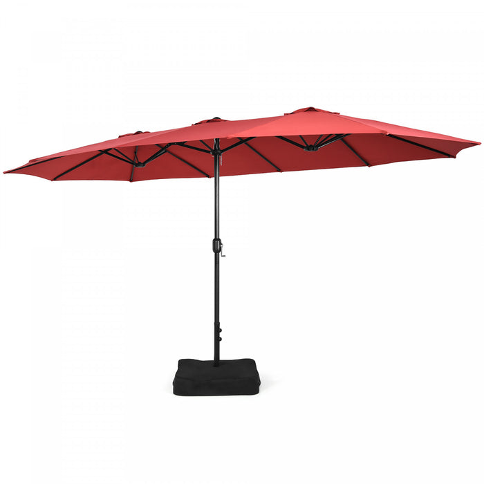 Costway Parasol double face de 15 pieds pour patio, parasol de marche exterieur, bordeaux