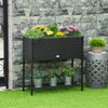 Outsunny Support De Fleurs Sureleve En Rotin Avec Etagere De Rangement Noir
