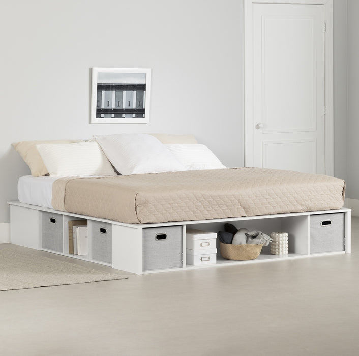 Flexible Lit Plateforme Avec Paniers - Blanc Solide