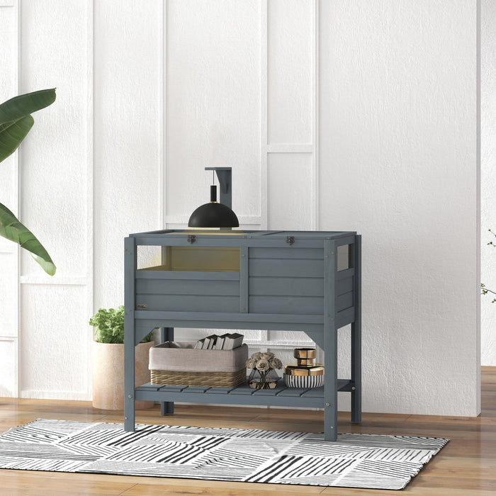Pawhut Maison De Tortue En Bois Avec Etagere, Enclos Pour Tortues Pour Petits Animaux Avec Cadre De Support Leger, Cage A Reptiles Avec Plateau, 33\" L X 20\" W X 41\" H