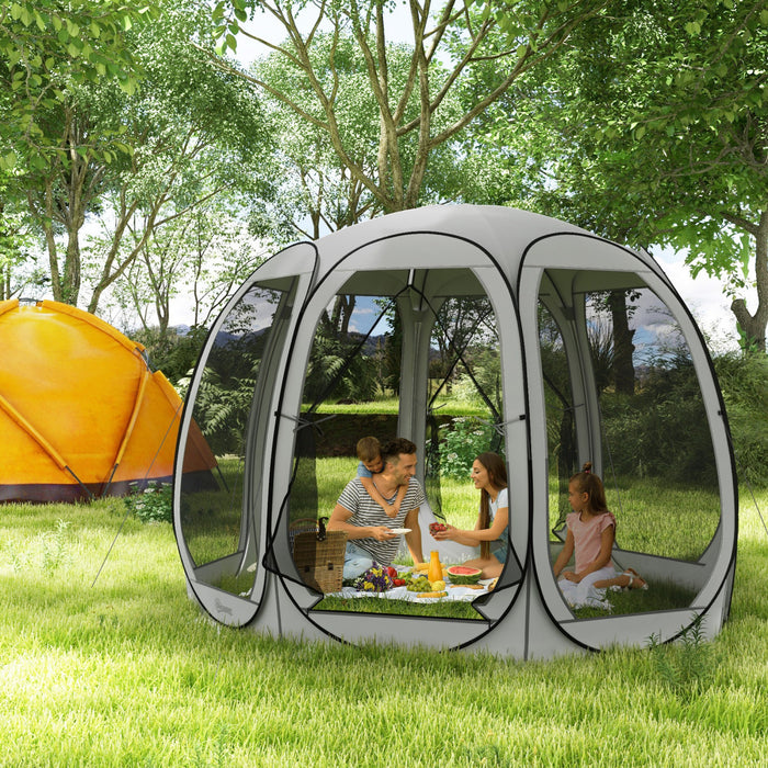 Outsunny Tente Moustiquaire , Tonnelle Escamotable Avec 2 Portes, Gris