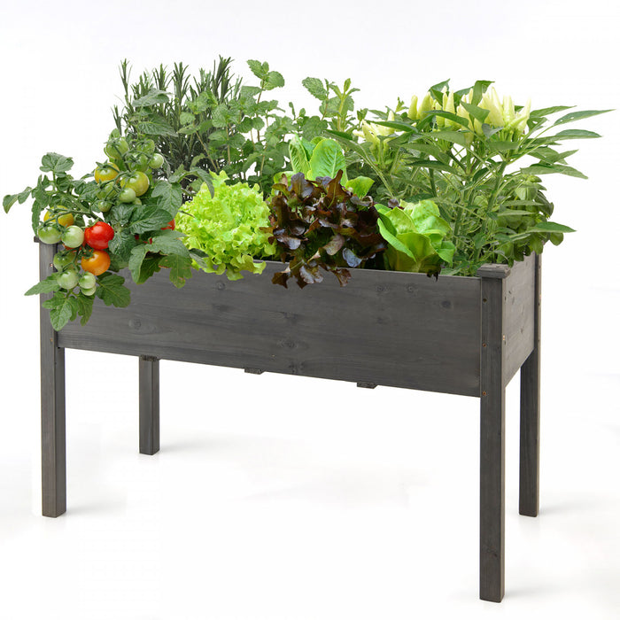 Costway En Bois Souleve Lit De Jardin De Legumes Eleve Cultiver Planteur De Legumes Gris