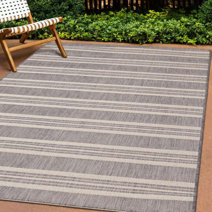 Tapis Jackson a rayures creme taupe, 5'3\" x 7'7\"