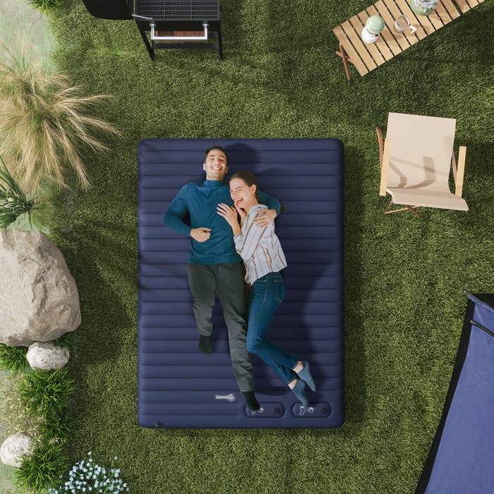 Outsunny Matelas Pneumatique De Camping, Lit Double Avec Pompe A Pied