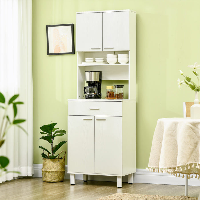 HOMCOM Garde-Manger Cuisine 71\", Buffet avec Vaisselier et Micro-ondes