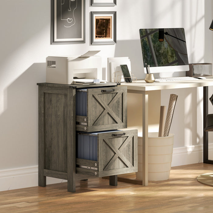 HOMCOM Classeur avec 2 tiroirs, Classeur pour A4 Lettre, gris delave