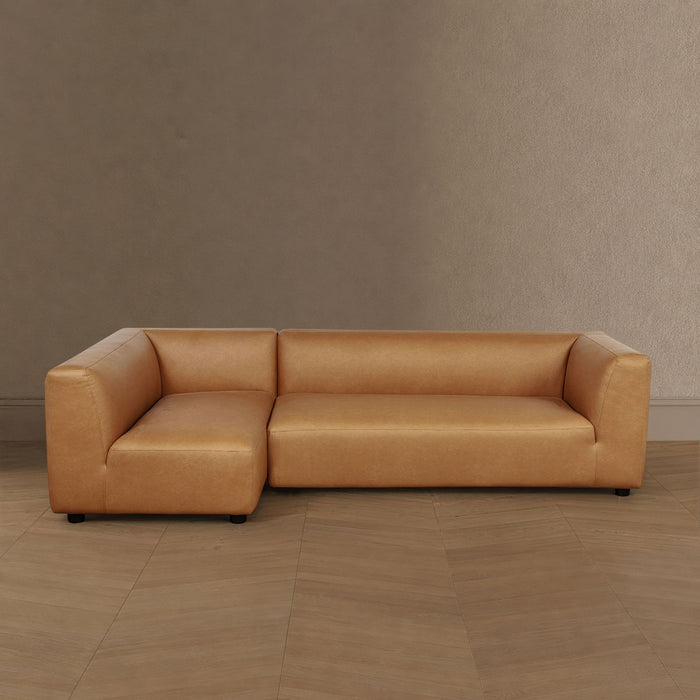 Canape sectionnel moderne contemporain Lukas 2 pieces, 118\", oriente a gauche, couleur camel